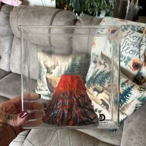 Contained volcano just need vinegar baking soda and dye if want